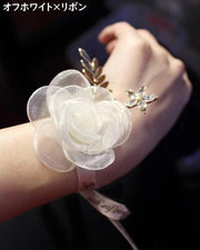 リストブーケ リストコサージュ 花嫁 ブライズメイド アクセサリー ブレスレット リストレット リボン ウェディング ブライダル