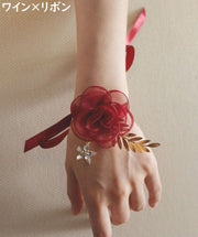 リストブーケ リストコサージュ 花嫁 ブライズメイド アクセサリー ブレスレット リストレット リボン ウェディング ブライダル