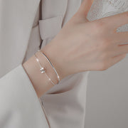 ブレスレット レディース 女性 アクセサリー リング 2連 細め シンプル 上品 かわいい ラインストーン プレゼント ギフト