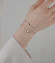 ブレスレット レディース 女性 アクセサリー リング 2連 細め シンプル 上品 かわいい ラインストーン プレゼント ギフト