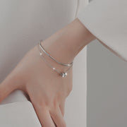 ブレスレット レディース 女性 アクセサリー リング 2連 細め シンプル 上品 かわいい ラインストーン プレゼント ギフト