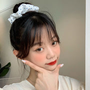 シュシュ 2個セット ヘアゴム レディース 女性 ヘアアクセサリー 髪飾り まとめ髪 ヘアアレンジ チェック柄 花柄 ドット柄 かわいい おしゃれ カジュアル