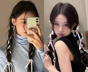 リボンテープ 4個セット ヘアアクセサリー レディース ヘアアレンジ リボン 三つ編み 編み込み かわいい おしゃれ カラバリ豊富 髪飾り キュート フェミニン 女性 大人女子