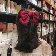 バレッタ リボン ヘアアクセサリー レディース 髪留め 髪飾り まとめ髪 ヘアアレンジ レトロ 上品 無地 蝶結び付き ヘアアクセント レッド ブラック ピンク ネイビー