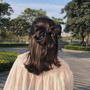 バレッタ リボン ヘアアクセサリー レディース 髪留め 髪飾り まとめ髪 ヘアアレンジ レトロ 上品 無地 蝶結び付き ヘアアクセント レッド ブラック ピンク ネイビー