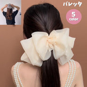 バレッタ レディース ヘアアクセサリー ヘアクリップ 髪飾り ヘアアレンジ まとめ髪 ハーフアップ フォーマル 上品 シフォン 大きめリボン