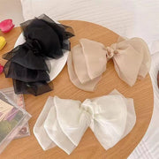 バレッタ レディース ヘアアクセサリー ヘアクリップ 髪飾り ヘアアレンジ まとめ髪 ハーフアップ フォーマル 上品 シフォン 大きめリボン