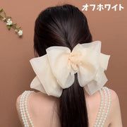 バレッタ レディース ヘアアクセサリー ヘアクリップ 髪飾り ヘアアレンジ まとめ髪 ハーフアップ フォーマル 上品 シフォン 大きめリボン