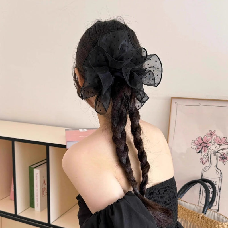 シュシュ レディース 女性 ヘアアクセサリー ドット まとめ髪 商品画像4