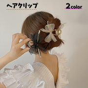ヘアクリップ バンスクリップ レディース ヘアアクセサリー 女性 婦人 髪留め まとめ髪 ハーフアップ ヘアアレンジ リボン 透け感