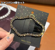 ヘアピン パッチン留め 4個セット レディース ヘアアクセサリー 女性用 ラインストーン キラキラ 雲型 フレーム 中抜き 髪飾り 髪留め ヘアアレンジ まとめ髪 おしゃれ かわいい カジュアル デイリー 普段使い