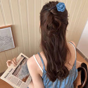 ヘアクリップ 髪留め 大人 ヘアアクセサリー ローズ フラワー ヘアゴム ロングヘア デニム フラワーモチーフ 可愛い おしゃれ ヘアアレンジ シンプル エレガント 上品 スプリング くるくる