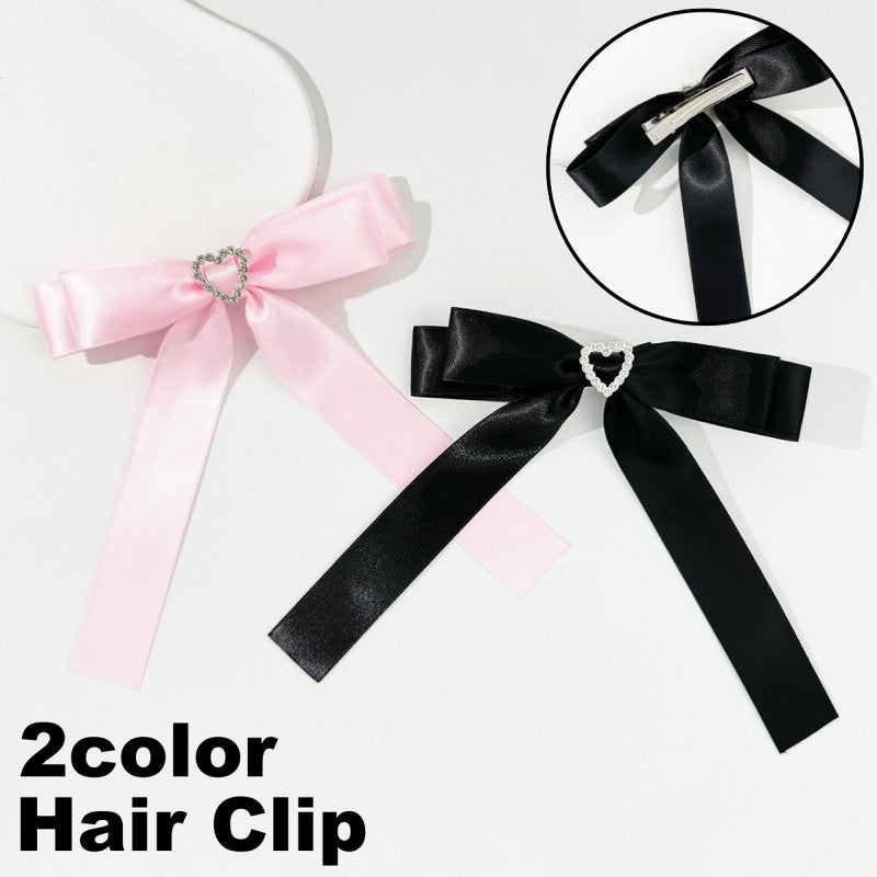 ヘアクリップ リボン レディース 女性 ヘアアクセサリー 髪留め 髪飾り 揺れる 大きめ 存在感 ヘアアレンジ まとめ髪 シンプル 婦人用 ファッション小物