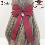 バレッタ ヘアアクセサリー レディース 髪留め 髪飾り まとめ髪 ヘアアレンジ リボン サテン調 チャーム 太陽 おしゃれ オフィス 通勤 通学 大人女子 女性用