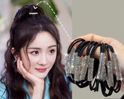 ヘアゴム リングゴム レディース 髪飾り 髪留め ヘアアクセサリー ヘアアレンジ まとめ髪 結び目 リボン 2重 ラインストーン