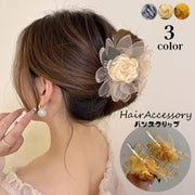 ヘアクリップ バンスクリップ レディース ヘアアクセサリー 髪飾り 髪留め まとめ髪 ヘアアレンジ 花飾り フラワー 挟む 簡単 女性用 婦人用 結婚式 パーティー お呼ばれ ロングヘア セミロング