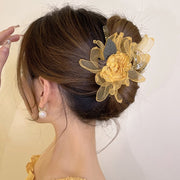 ヘアクリップ バンスクリップ レディース ヘアアクセサリー 髪飾り 髪留め まとめ髪 ヘアアレンジ 花飾り フラワー 挟む 簡単 女性用 婦人用 結婚式 パーティー お呼ばれ ロングヘア セミロング