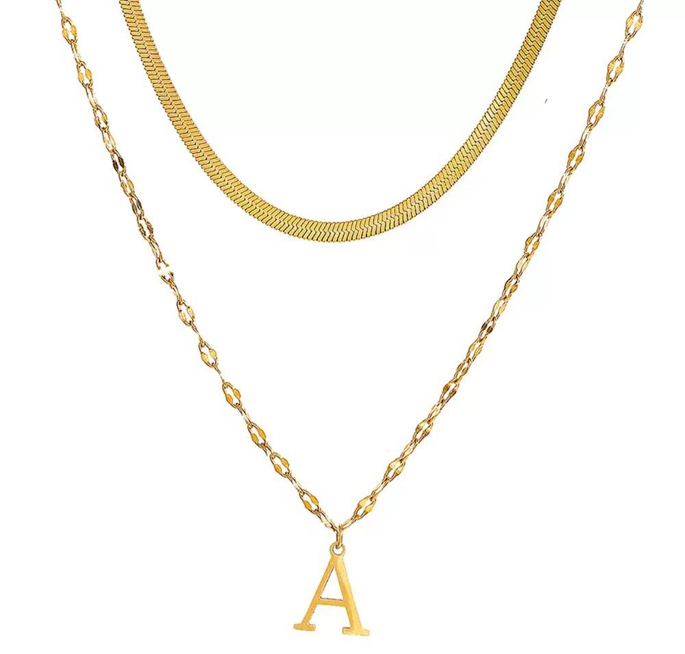イニシャルネックレス 二連 ペンダント レディース アクセサリー スネークチェーン 商品画像4