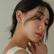イヤーカフ 2個セット 重ね付け イヤカフ ノンホール イヤークリップ レディース 女性 アクセサリー リング 幾何学 シンプル 耳飾り ファッション小物