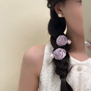 ヘアクリップ 髪飾り レディース 女性 婦人 ヘアアクセサリー バラ 薔薇 フェイクパール 大ぶり クチバシクリップ かわいい おしゃれ 華やか キュート ガーリー きれいめ シンプル まとめ髪 ヘアアレンジ オフホワイト ピンク 紫