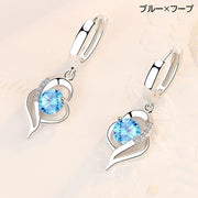 フープピアス フックピアス リングピアス レディース 女性 アクセサリー ラインストーン 中折れ式 ハート 揺れる キラキラ 上品 可愛い カジュアル フォーマル プレゼント ギフト 贈り物 お祝い 記念日 誕生日 デート 女子会 パーティー 入学 卒業 お呼ばれ お出かけ デイリー 普段使い おしゃれ きれいめ フェミニン エレガント シルバーカラー ホワイト パープル ブルー ピンク