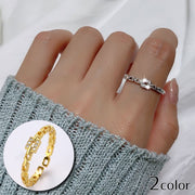 指輪 オープンリング アクセサリー レディース 女性 チェーン風 ラインストーン 開口 おしゃれ かわいい シルバーカラー ゴールドカラー ファッション小物 ギフト プレゼント