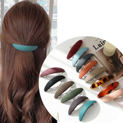 バレッタ ヘアクリップ 髪留め レディース ヘアアクセサリー まとめ髪 艶消し マット ヒョウ柄 シンプル ヘアアレンジ 無地 単色 三日月型 くすみカラー グリーン ブルー ピンク グレー