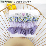 シュシュ 3個セット ヘアアクセサリー 女の子 子供用 キッズ ヘアゴム 髪飾り 髪留め まとめ髪 くしゅくしゅ 花柄 無地 可愛い