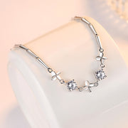 ブレスレット 腕輪 レディース 女性 ラインストーン アクセサリー お花モチーフ おしゃれ かわいい キラキラ 上品 パープル プレゼント ギフト