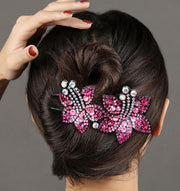 バンスクリップ ヘアクリップ ヘアピン レディース 女性 ヘアアクセサリー 髪飾り ラインストーン フラワー お花 ヘアアレンジ かわいい おしゃれ