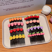 Eコーム かんざし 簪 髪留め キッズ 子供用 子ども用 女の子 ヘアアクセサリー ファッション雑貨 サクランボ チェリー 苺 イチゴ ストロベリー ブドウ フルーツ 果物 ピンク レッド イエロー 可愛い キュート ガーリー ポップ カジュアル おしゃれ