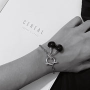 ネックレス レディース ブレスレット スタッドピアス 両耳用 アクセサリー 女性用 太め チェーン レトロ調 首飾り チェリー 耳飾り サクランボ 可愛い おしゃれ シルバーカラー