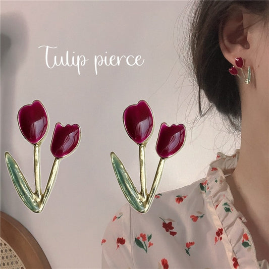 スタッドピアス レディース 女性用 アクセサリー チューリップモチーフ ゴールドカラー 商品画像