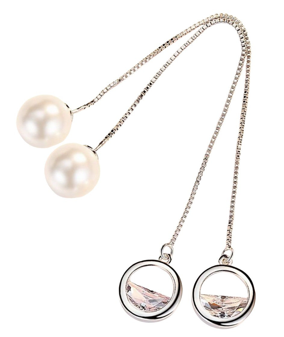 アメリカンピアス ベネチアンチェーン ロング レディース アクセサリー シルバーカラー 揺れる サークル フープ  フェイクパール 華やか 上品 エレガント 存在感 カジュアル おしゃれ 耳飾り 普段使い 婦人 普段使い ファッション小物 プレゼント 贈り物 誕生日 記念日 お出かけ プチギフト 高見え お呼ばれ パーティー 結婚式 卒業式 ウエディング 2次会