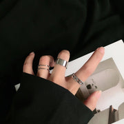 オープンリング 指輪 3個セット レディース 女性 アクセサリー 二連風 幅広 チェーン シルバーカラー ゴールドカラー シンプル カジュアル お洒落 可愛い お出かけ 普段使い デイリー 贈り物 誕生日 ギフト プレゼント ファッション小物 フリーサイズ