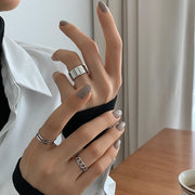 オープンリング 指輪 3個セット レディース 女性 アクセサリー 二連風 幅広 チェーン シルバーカラー ゴールドカラー シンプル カジュアル お洒落 可愛い お出かけ 普段使い デイリー 贈り物 誕生日 ギフト プレゼント ファッション小物 フリーサイズ