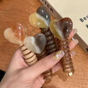 コイルポニーフック コイルアップポニー 女性用 ヘアアクセサリー 髪留め 髪飾り スプリングヘアゴム ワイヤーポニー スパイラル ハート 可愛い