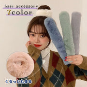 ヘアアクセサリー シュシュ風 パッチンブレス ブレスレット レディース 女性 婦人用 フェイクファー ふわふわ もこもこ ヘアアレンジ ワンタッチ キュート かわいい アクセント くすみカラー 贈り物 プレゼント