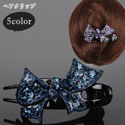ヘアクリップ 髪留め レディース 女性 ヘアアクセサリー ファッション雑貨 リボン型 横型 ラインストーン カジュアル ポップ ガーリー フェミニン 可愛い キュート おしゃれ キラキラ 華やか