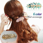 バレッタ ヘアクリップ レディース 女性 ヘアアクセサリー 髪留め 髪飾り ヘアアレンジ リーフ 葉 ラインストーン キラキラ 華やか お洒落 可愛い 上品 お出かけ 普段使い 婦人
