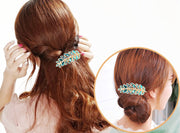 バレッタ ヘアクリップ レディース 女性 ヘアアクセサリー 髪留め 髪飾り ヘアアレンジ リーフ 葉 ラインストーン キラキラ 華やか お洒落 可愛い 上品 お出かけ 普段使い 婦人