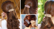 バレッタ ヘアクリップ レディース 女性 ヘアアクセサリー 髪留め 髪飾り ヘアアレンジ リーフ 葉 ラインストーン キラキラ 華やか お洒落 可愛い 上品 お出かけ 普段使い 婦人