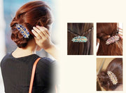 バレッタ ヘアクリップ レディース 女性 ヘアアクセサリー 髪留め 髪飾り ヘアアレンジ リーフ 葉 ラインストーン キラキラ 華やか お洒落 可愛い 上品 お出かけ 普段使い 婦人