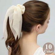 シュシュ レディース ヘアアクセサリー ヘアゴム 髪飾り 髪留め シフォン リボン 大きめ ヘアアレンジ かわいい フェミニン おしゃれ 大人可愛い 上品 ラメ入り 通勤 オフィス 女性用 婦人用 ファッション小物