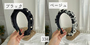 カチューシャ レディース ヘアアクセサリー フリル ブラック ホワイト シンプル ボリューム感 かわいい
