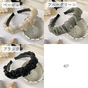 カチューシャ レディース ヘアアクセサリー フリル ブラック ホワイト シンプル ボリューム感 かわいい
