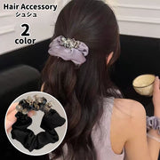 シュシュ ヘアゴム 髪ゴム レディース ヘアアクセサリー 髪留め 髪飾り まとめ髪 ヘアアレンジ ビーズ付き 可愛い 上品 おしゃれ お出掛け 女性