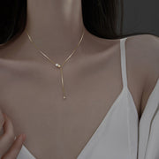 ネックレス アクセサリー レディース 女性用 Y字 ラインストーン フェイクパール 金色 銀色 かわいい おしゃれ シンプル ギフト 記念日 誕生日 プレゼント 贈り物 ファッション小物 ゴールドカラー  シルバーカラー