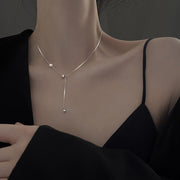 ネックレス アクセサリー レディース 女性用 Y字 ラインストーン フェイクパール 金色 銀色 かわいい おしゃれ シンプル ギフト 記念日 誕生日 プレゼント 贈り物 ファッション小物 ゴールドカラー  シルバーカラー