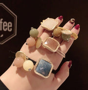 ヘアゴム 単品 ヘアアクセサリー レディース スクエア ボール プレート くすみカラー ストーン風 2重 存在感 おしゃれ かわいい 髪飾り 髪留め ヘアアレンジ カジュアル デイリー お出かけ オフィス 上品 ギフト プレゼント 女性用 婦人用 ファッション小物